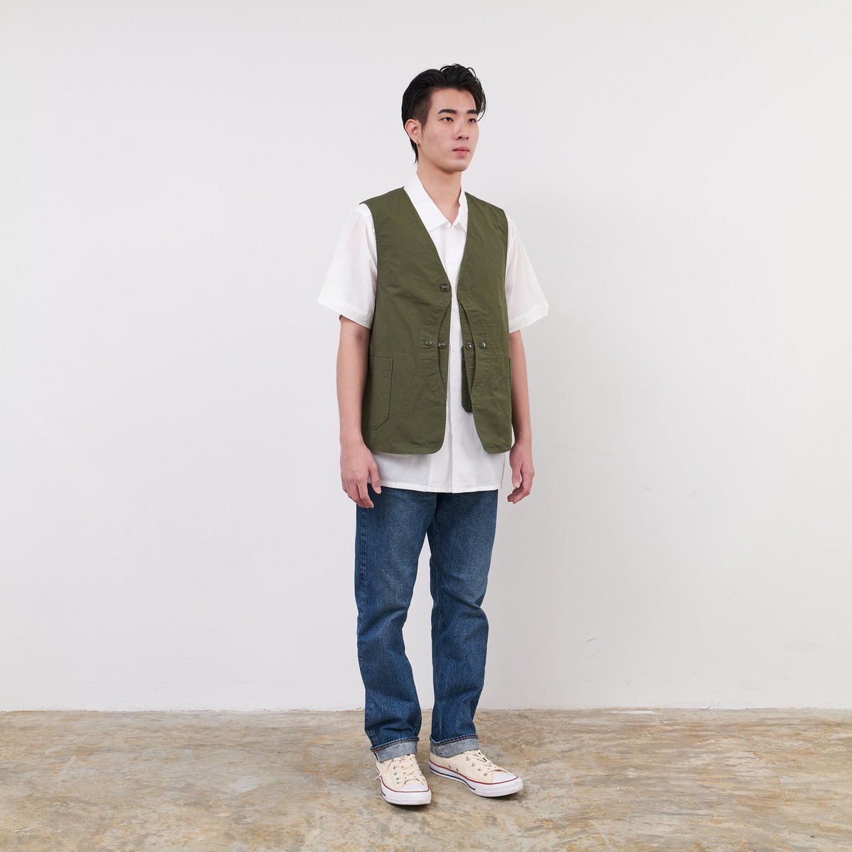 Engineered Garments Cotton Ripstop Upland Vest - Olive | Garmentory