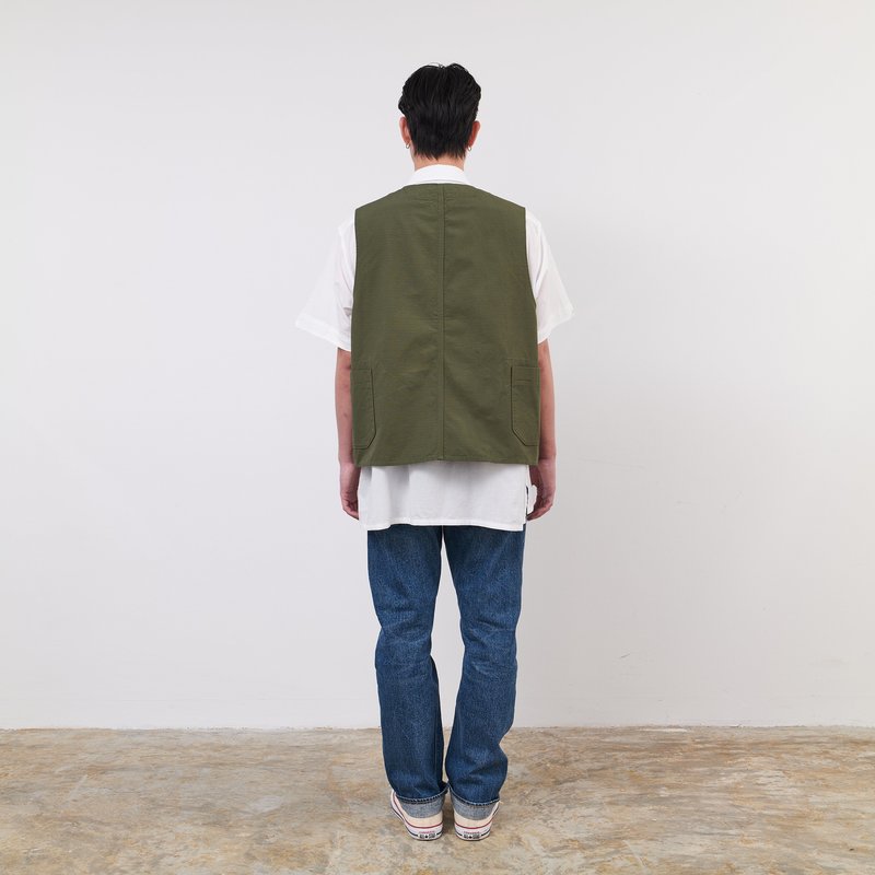 Engineered Garments Cotton Ripstop Upland Vest - Olive | Garmentory