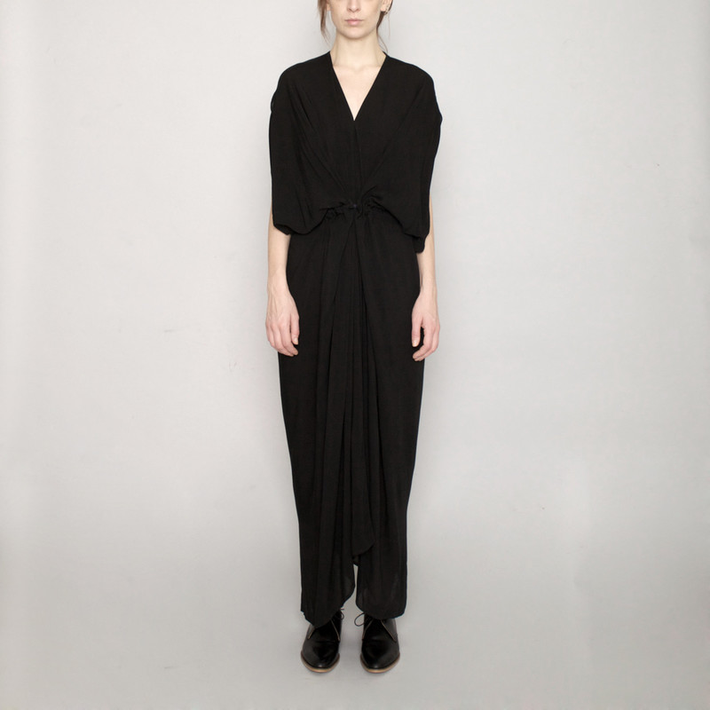 7115 by Szeki Signature Kimono Maxi Dress - Black | Garmentory