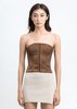 Danielle Guizio Satin Corset - Brown - Thumbnail 1