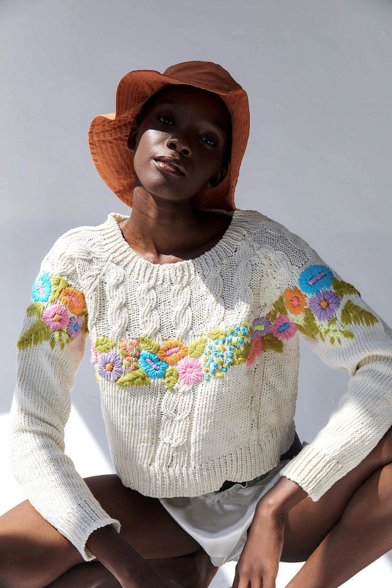 Tach Clothing Pipa Knit Sweater - white/multi | Garmentory