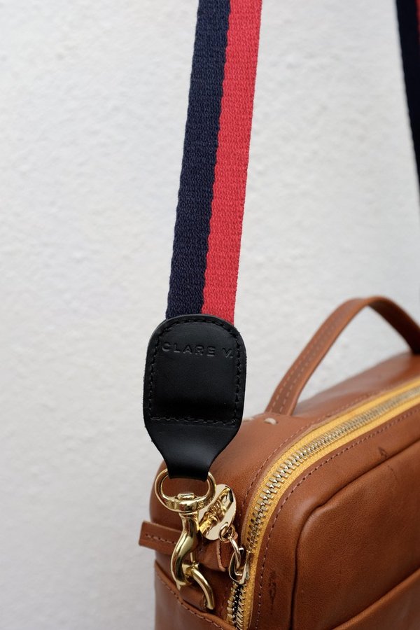 Clare V. 45" Crossbody Strap Webbing - Red/Navy Clare V. 45" Crossbody Strap Webbing - Red/Navy