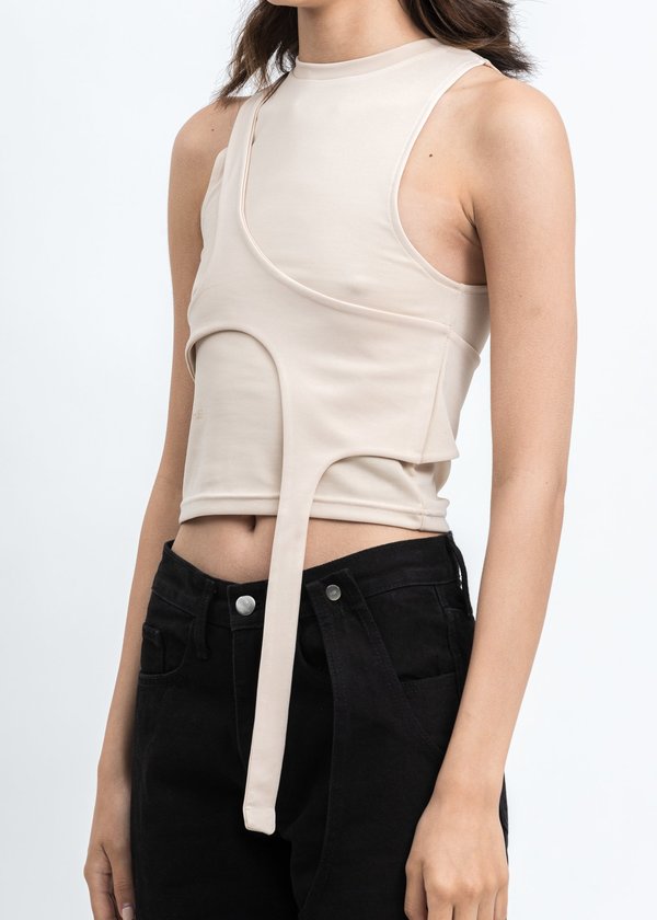 Heliot Emil Tight Highneck Tank Top - Beige | Garmentory