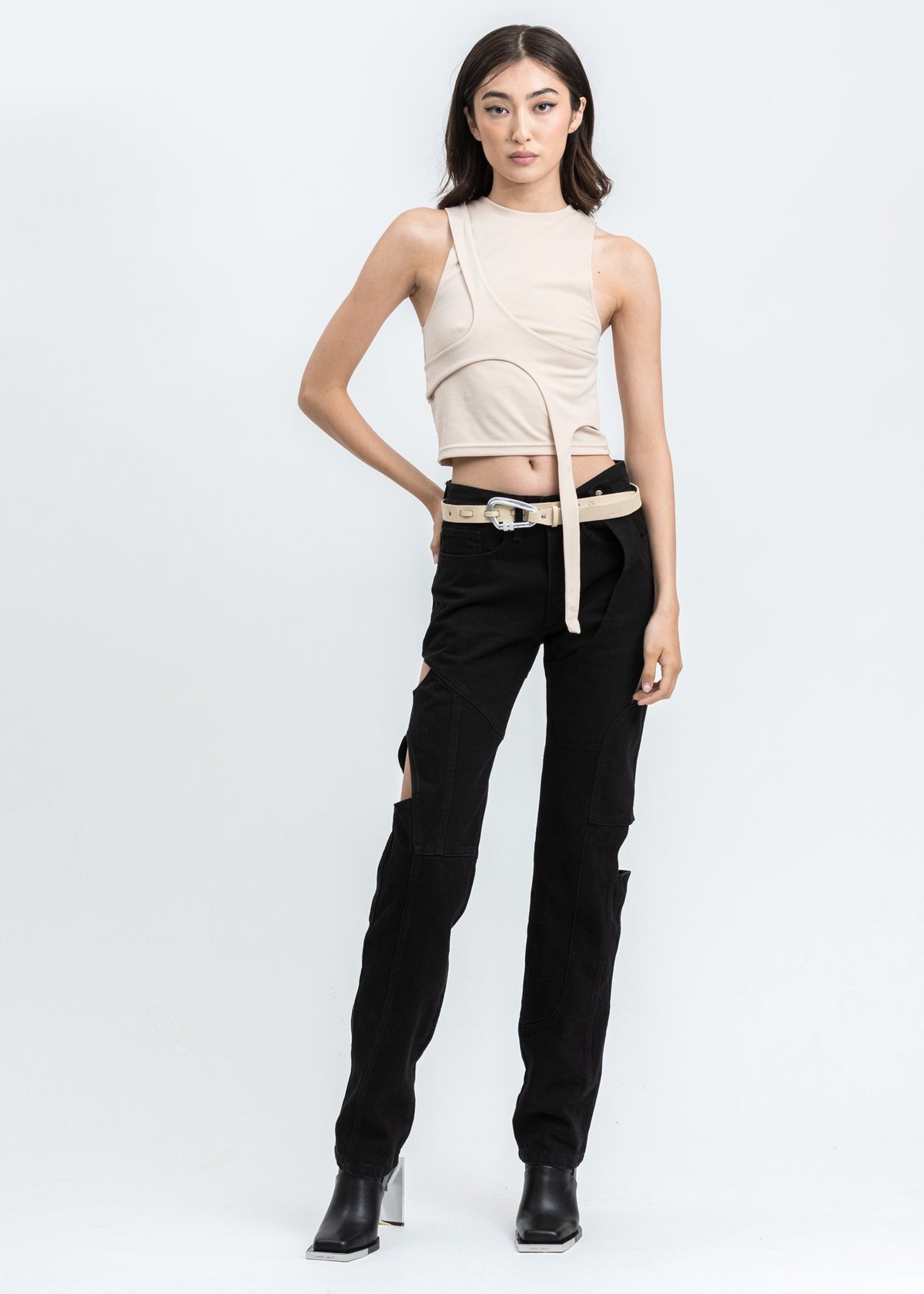 Heliot Emil Tight Highneck Tank Top - Beige | Garmentory