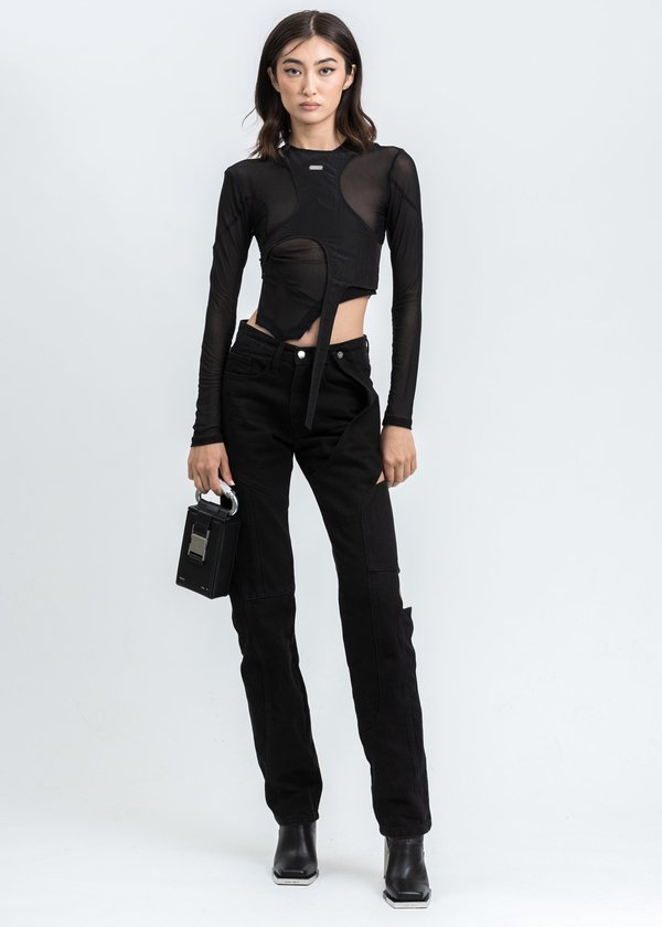 Heliot Emil Harness Sheer Top - Black | Garmentory