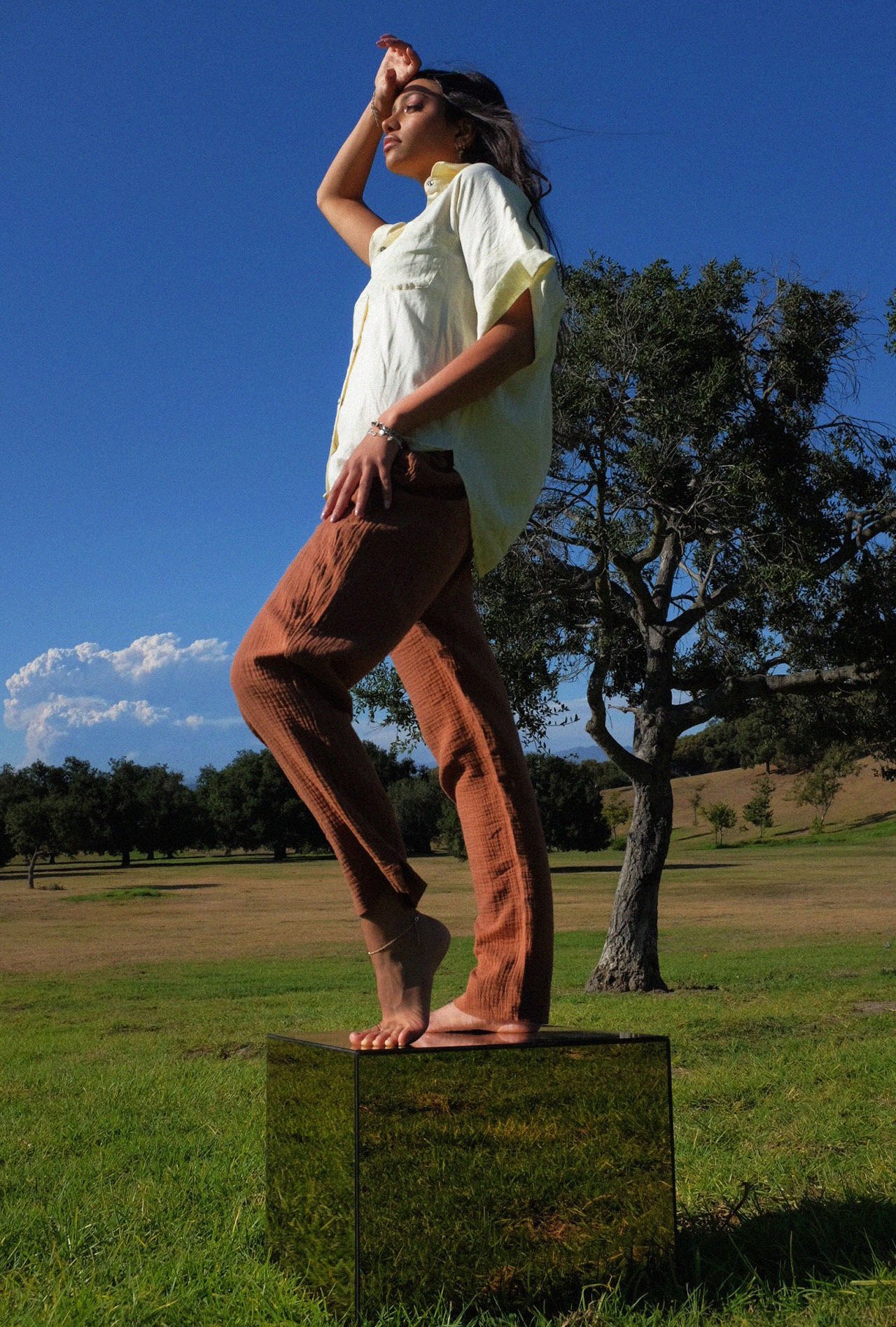 Azalea Evie Straight Leg Gauze Pants 