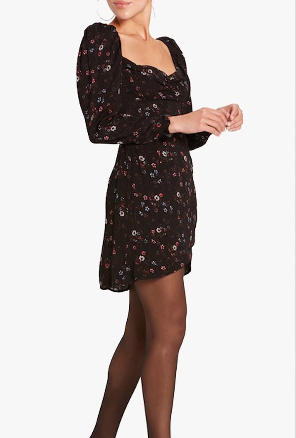 knee length dresses for ladies Red Puff Sleeve Quinn Midi Dress main image 0