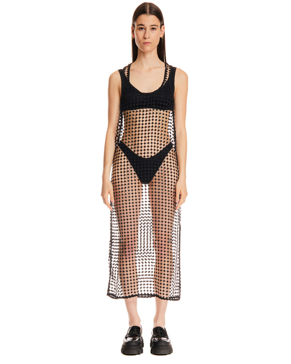 GANNI Semi Transparent Dress - Black | Garmentory