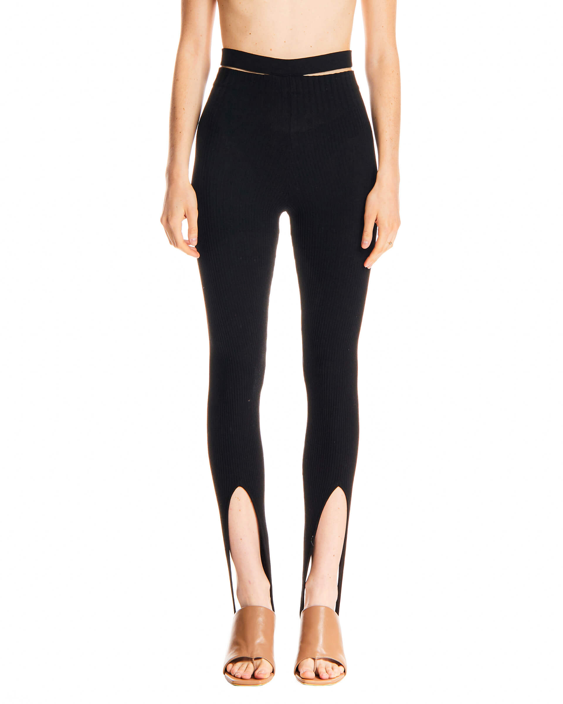 Andrea Adamo - Black Ribbed Leggings 