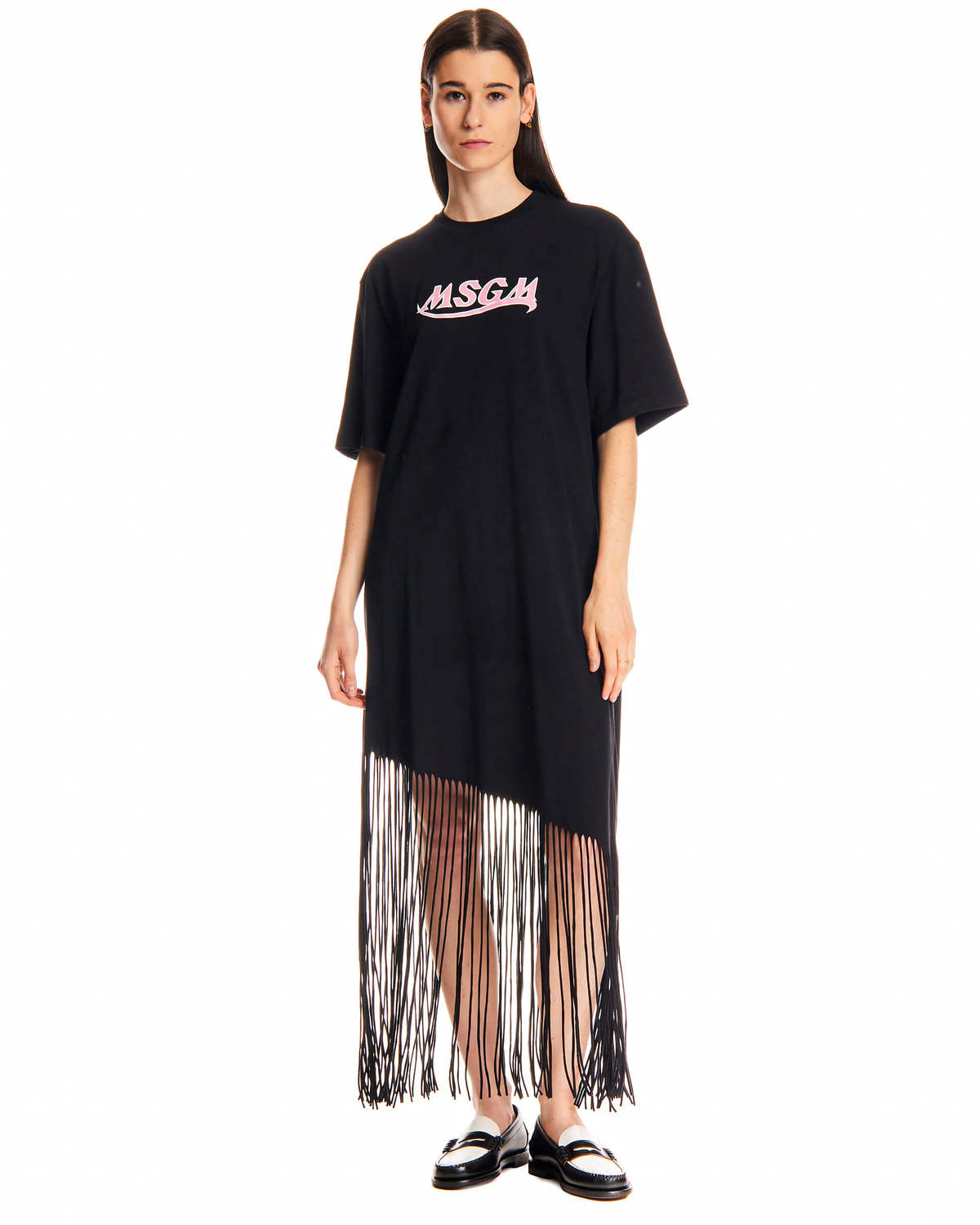 msgm t shirt dress Msgm Logo Print T-Shirt Dress - White