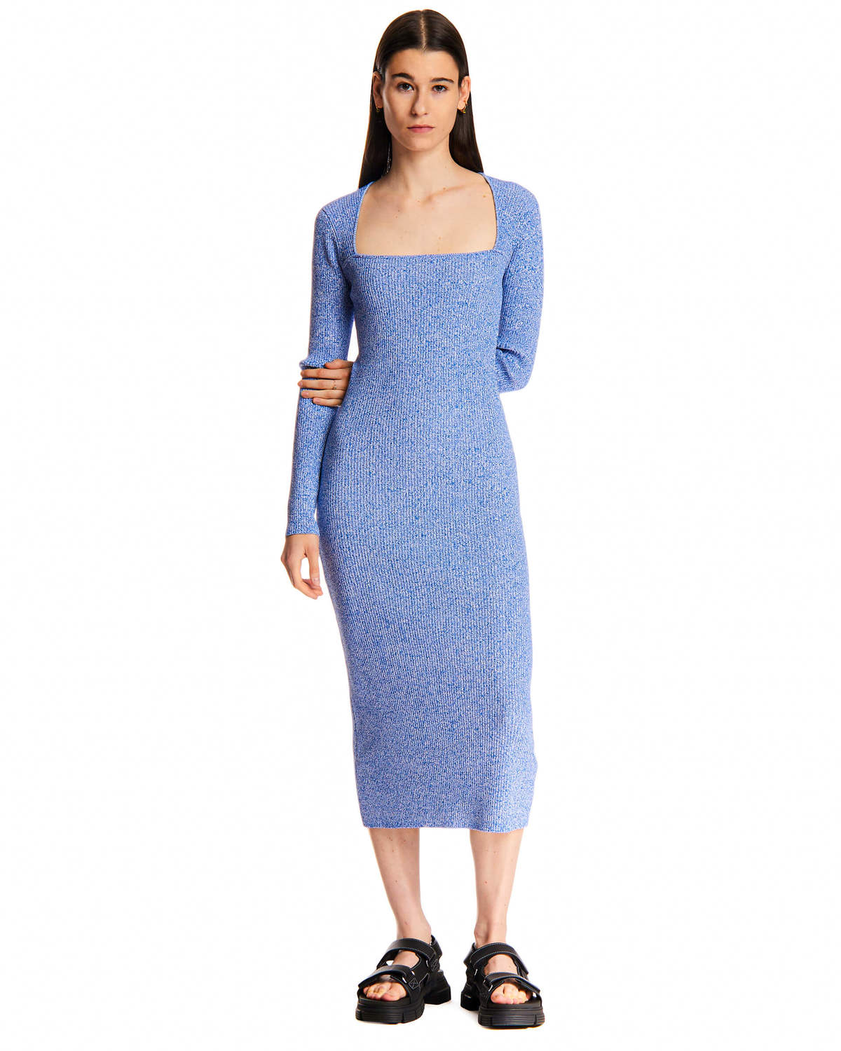 ganni blue knit dress GANNI ribbed-knit Dress | Blue