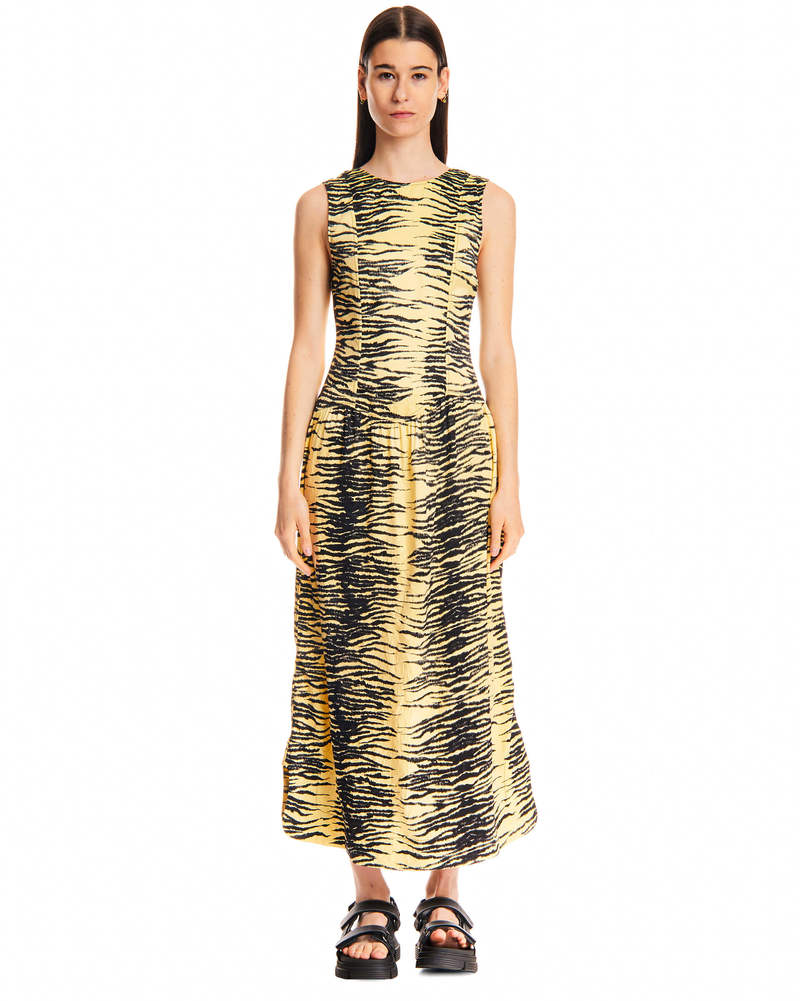 GANNI Zebra Dress - Yellow/Black | Garmentory