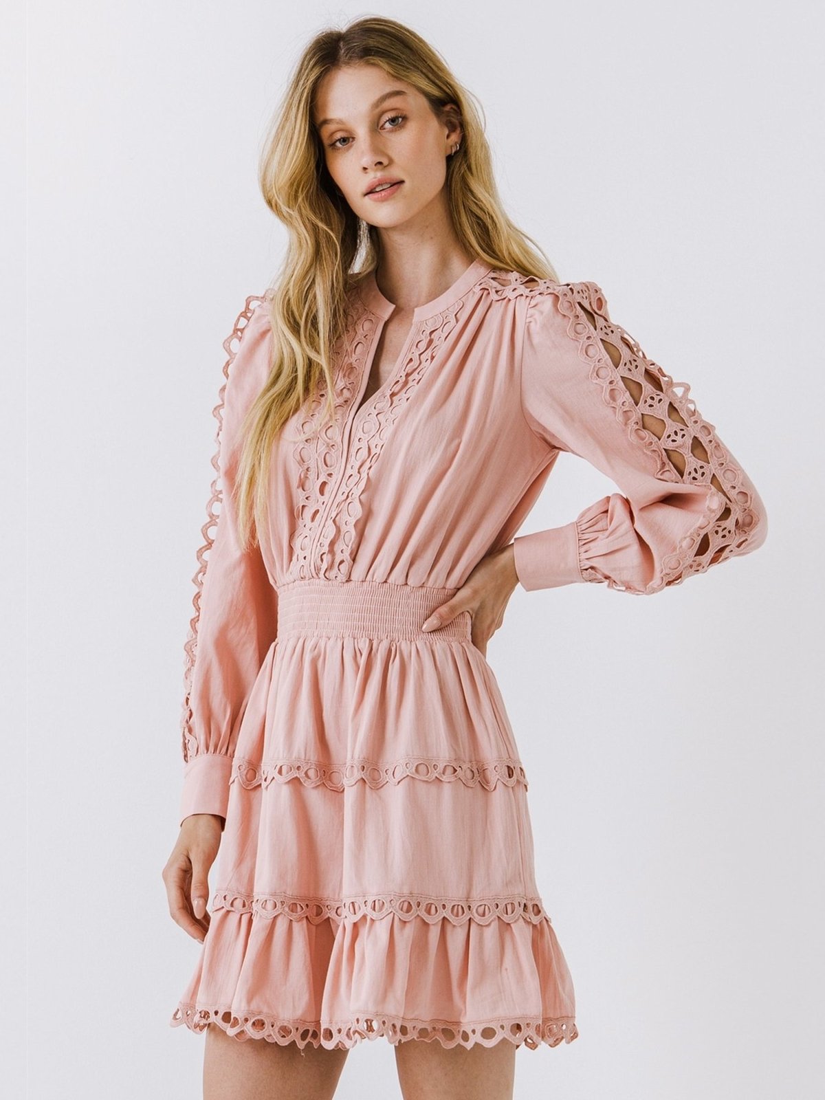 ワンピース Rose Muse cotton lace flare dress pink ONE-PIECE – BUNNY APARTMENT
