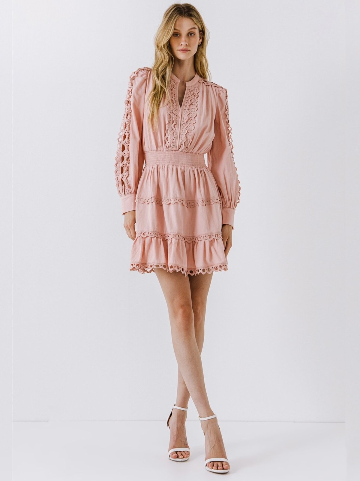 Endless Rose Lace Trim Detail Dress - Pink | Garmentory