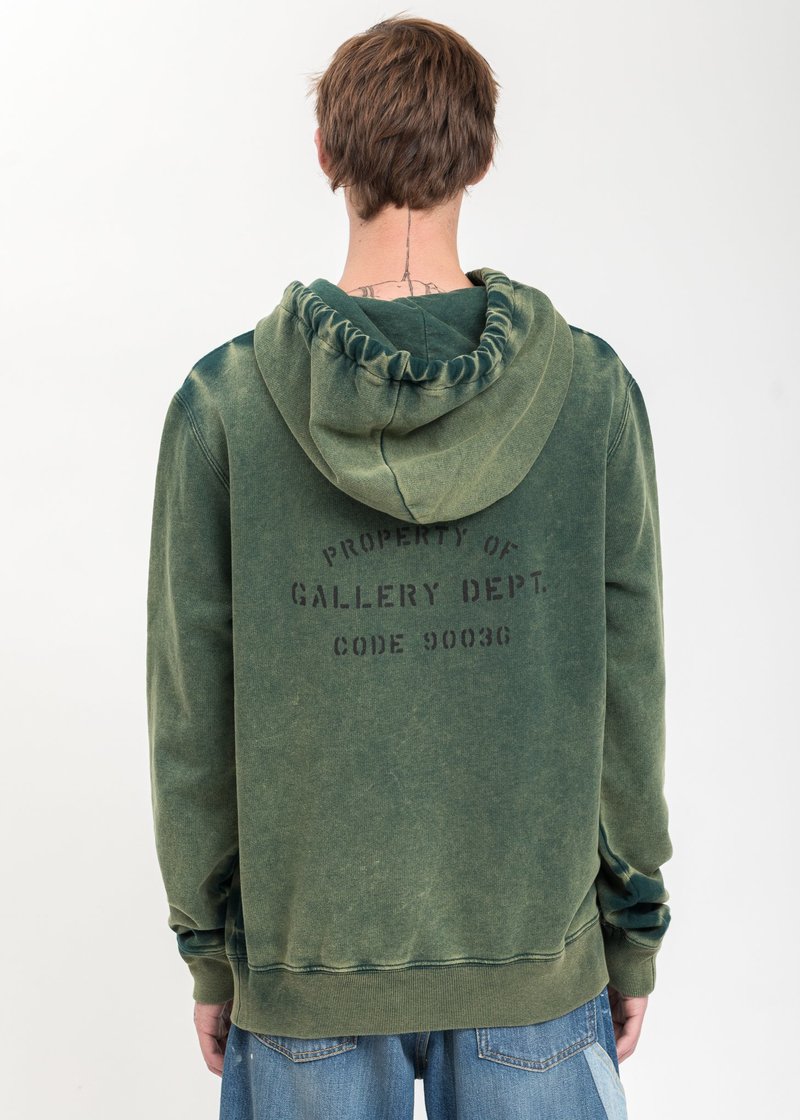 Green Logo Hoodie With Work Effect And Paint Marks | Garmentory