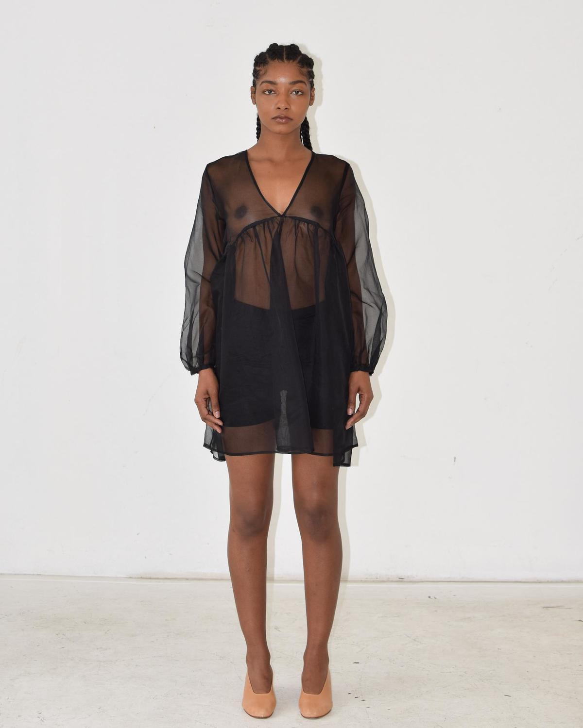 Diamond Leah Mini Dress - Black Organza - Image 1 of 3