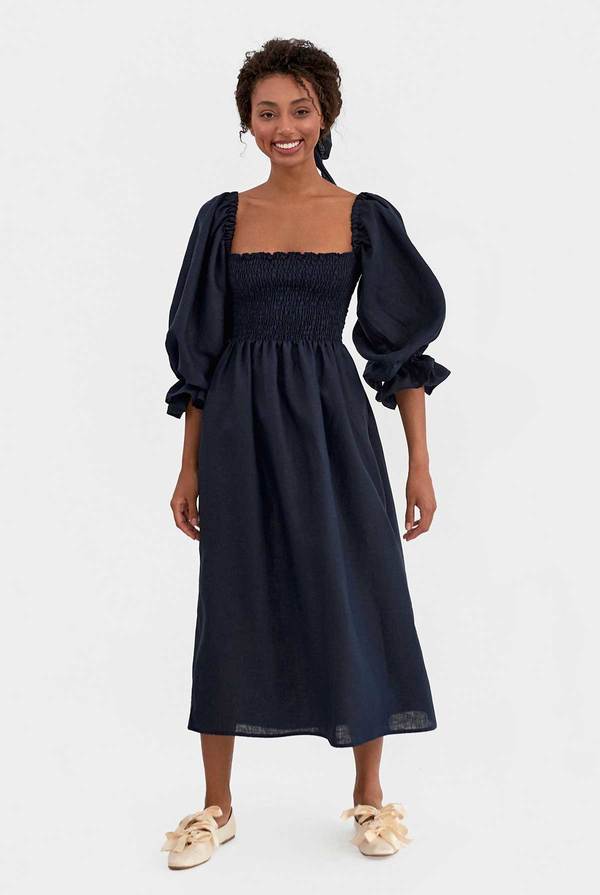 Sleeper Atlanta Linen Dress - Navy | Garmentory