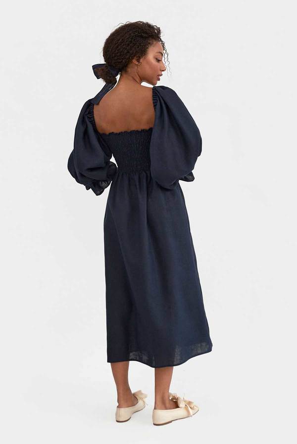 sleeper atlanta linen dress Sleeper Atlanta Linen Dress - Navy