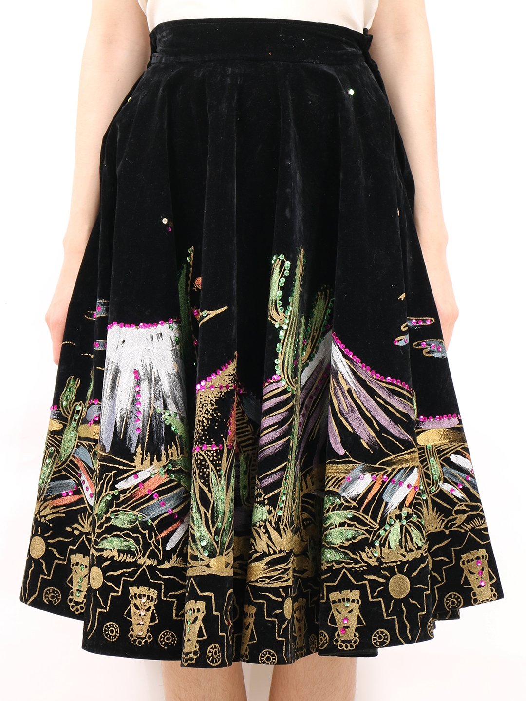 Vintage mexican hand painted velvet sequin desert scape party