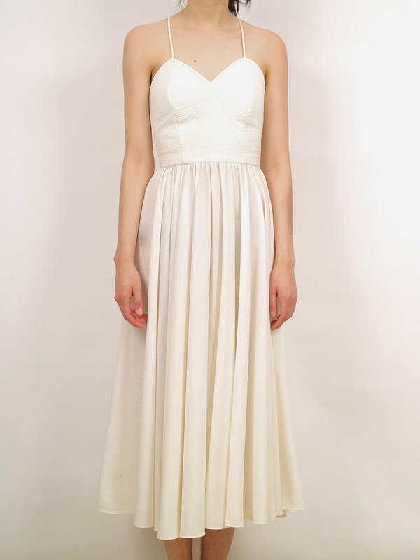 Vintage 70s disco quilted bodice wedding dress - off white | Garmentory