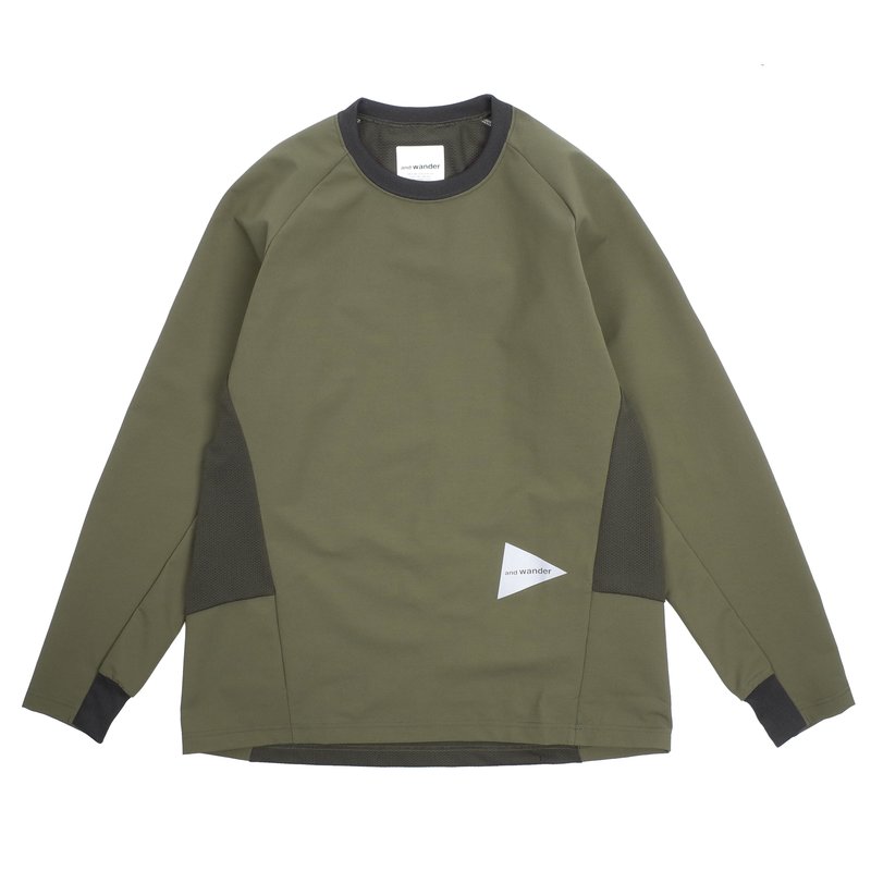 and wander HYBRID BASE LAYER LONG SLEEVE TEE - KHAKI | Garmentory