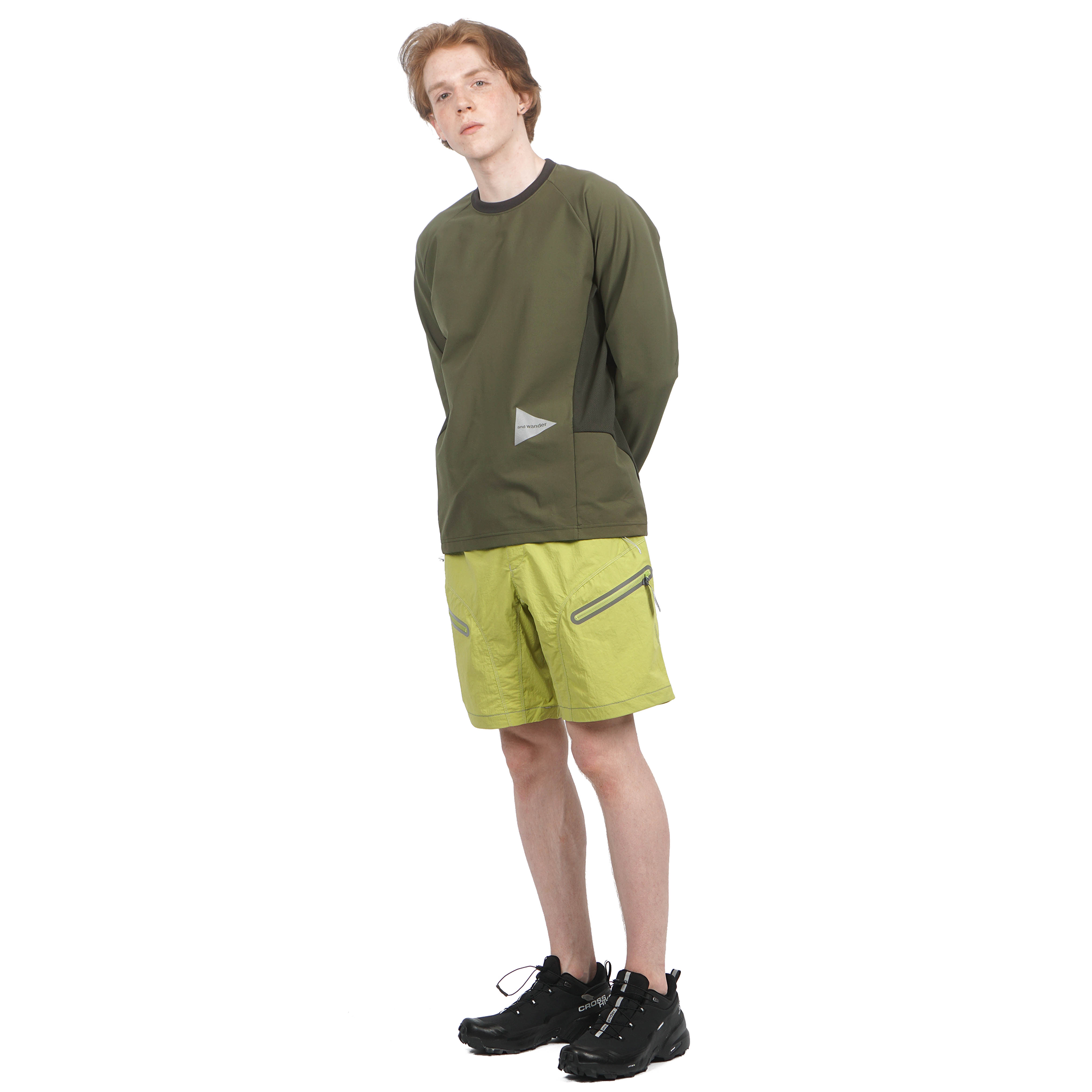 and wander HYBRID BASE LAYER LONG SLEEVE TEE - KHAKI | Garmentory