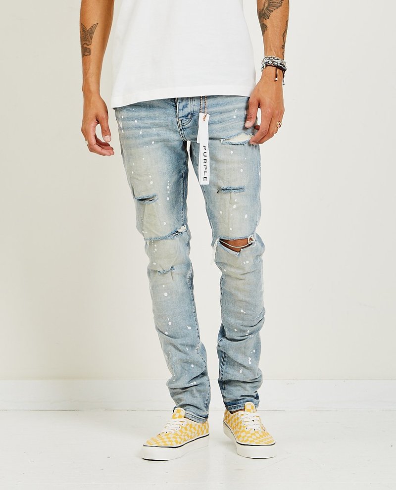 PURPLE P001 Slim Fit Light Indigo Paint denim Light