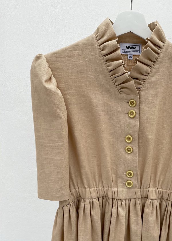 MASHA MARIA Eleonora Linen Dress - Beige | Garmentory