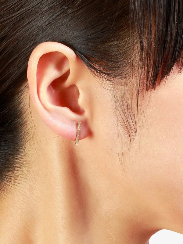 satomi kawakita long diamond bar studs - Gold