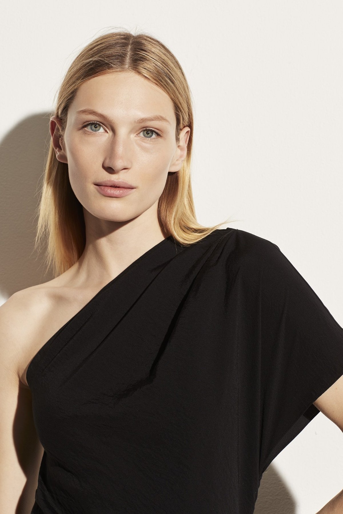 vince one shoulder cascade drape dress Vince Womens ONE Shoulder Cascade Drape Dress,Black,Large at Amazon Women's Clothing store