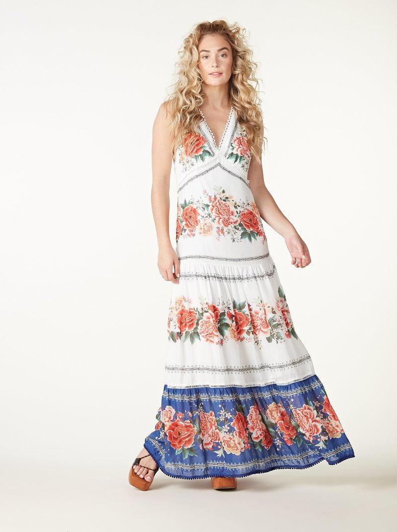 knee length dresses for ladies Jacquard Lurex Sleeveless Maxi Dress – FARM Rio