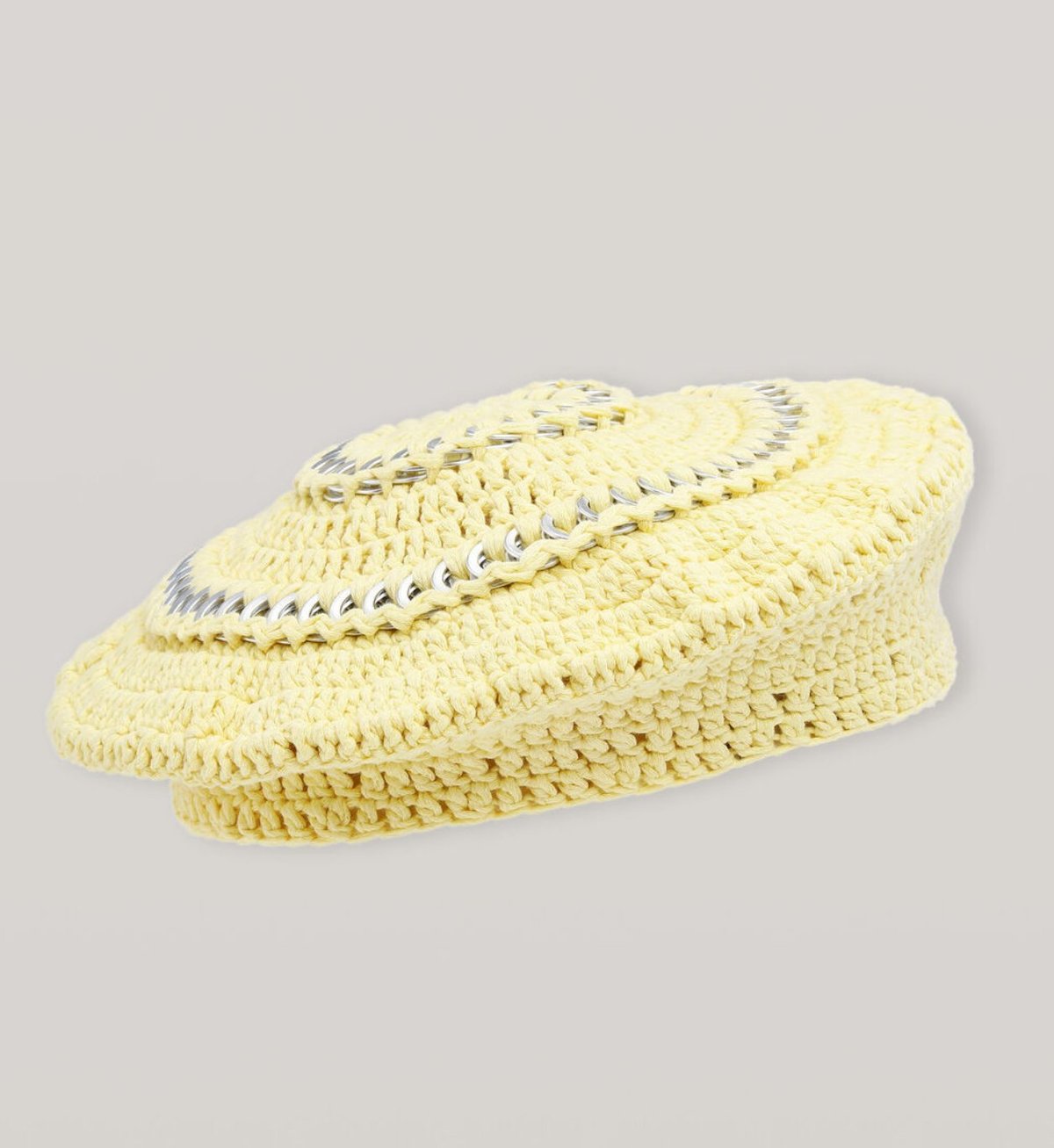 Ganni Cotton Knit Beret - Pale Banana | Garmentory display picture 3