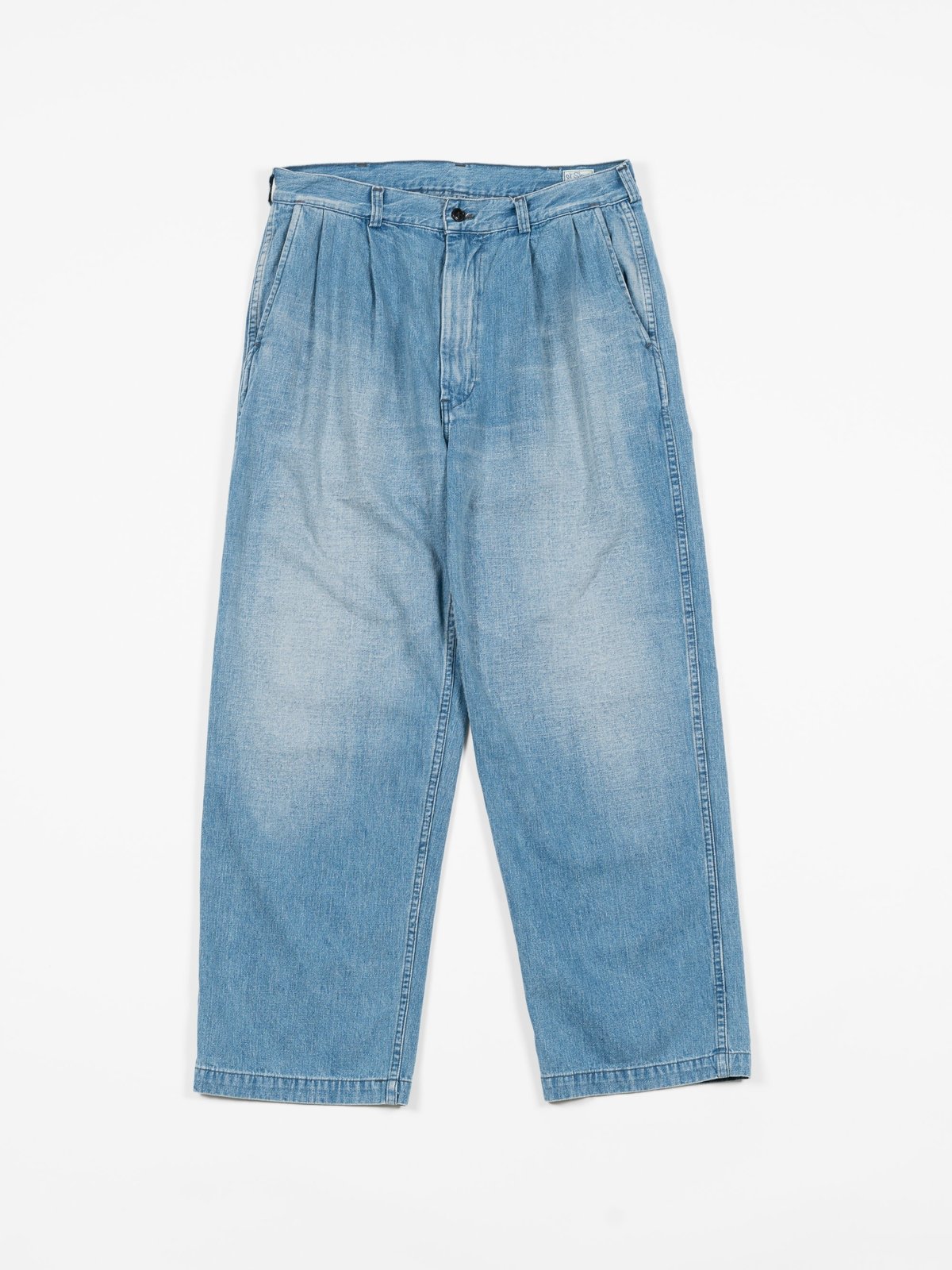 Orslow Two Tuck Denim Wide Trouser - 2 Year Wash | Garmentory