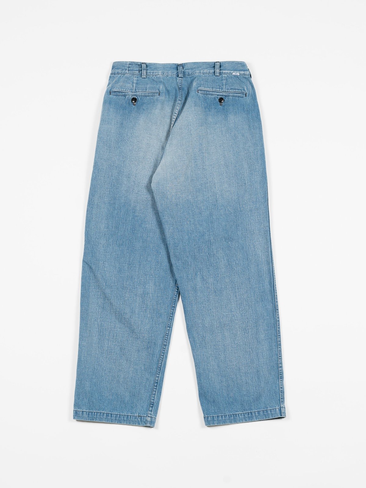 Orslow Two Tuck Denim Wide Trouser - 2 Year Wash | Garmentory
