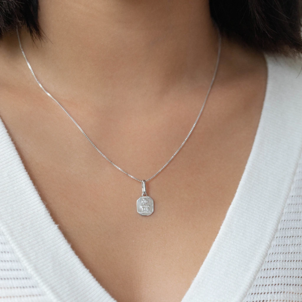 Leah Alexandra Silver Love Token Necklace Square/Silver Garmentory