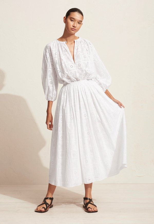 Matteau Crochet Broiderie Day Dress - White | Garmentory