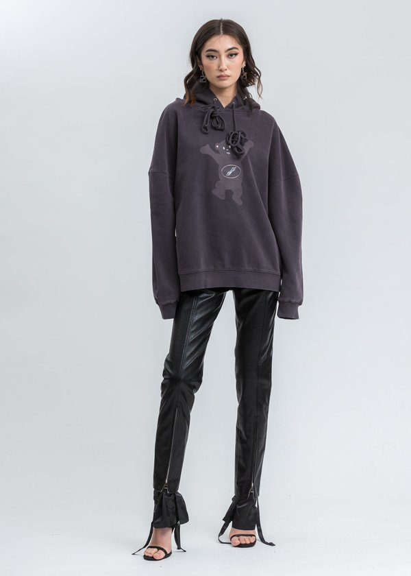 WE11DONE Teddy Hoodie sweater - Charcoal WE11DONE Teddy Hoodie sweater - Charcoal