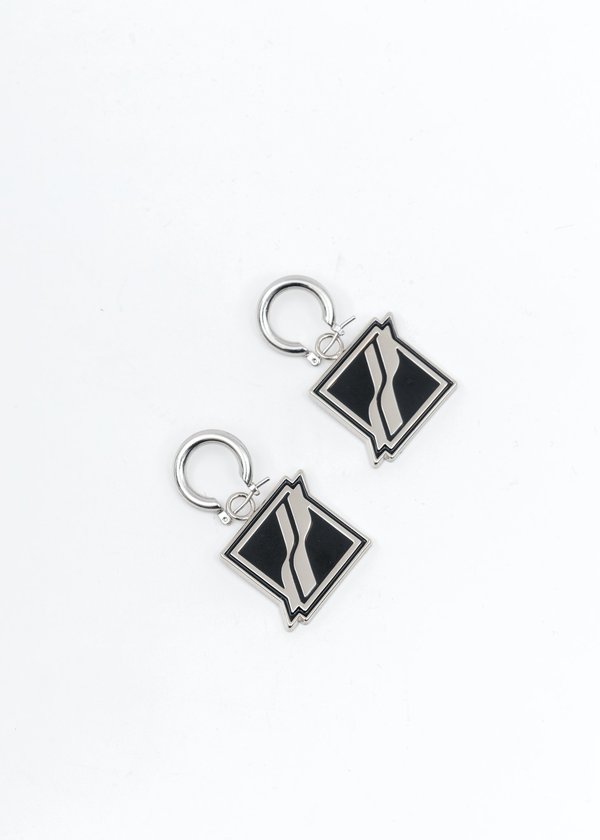 we11done Black Square Logo Earring - Silver we11done Black Square Logo Earring - Silver