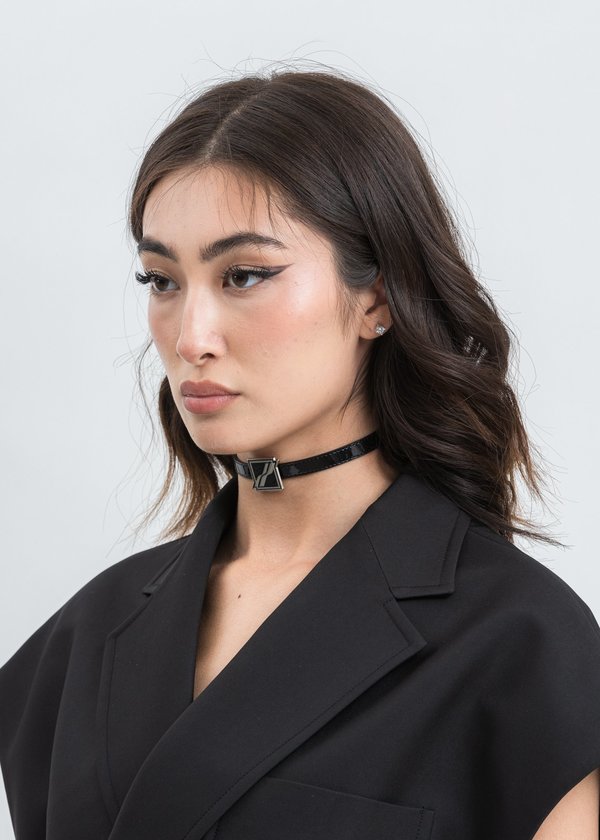 we11done Patent Mini Logo Buckle Choker - Silver we11done Patent Mini Logo Buckle Choker - Silver