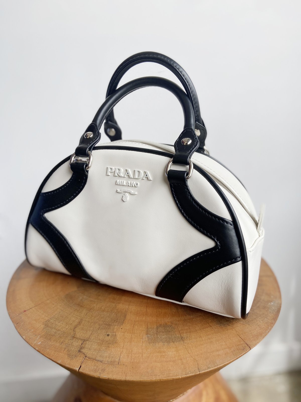 [Pre-Loved] Prada BAULETTO BOWLER BAG - White - Image 1 of 10
