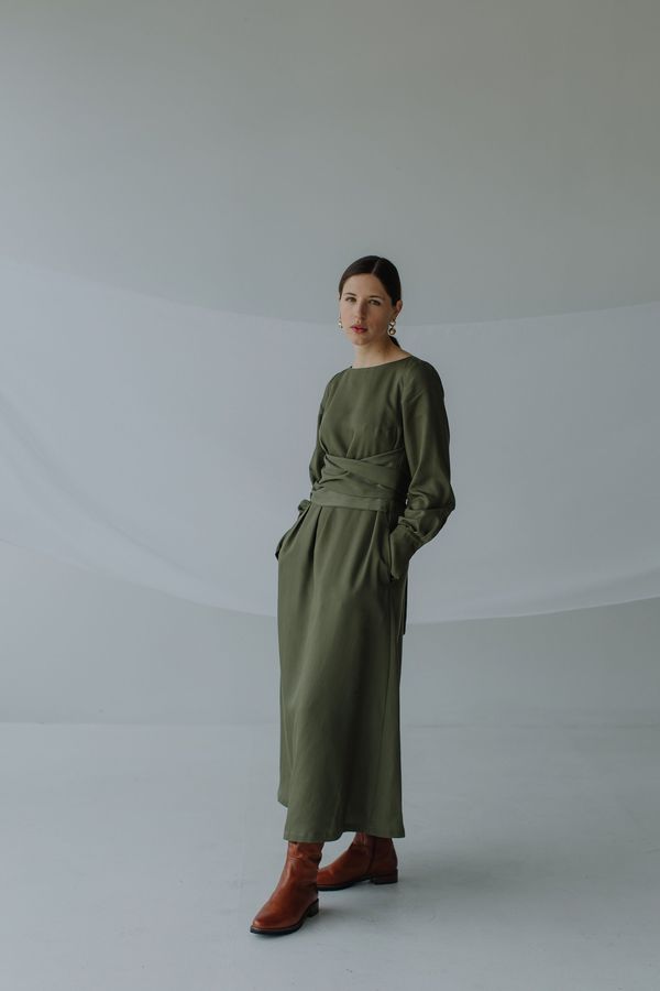 Mina Stay Moss Dress - Green | Garmentory