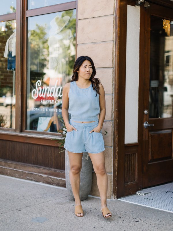 Saltwater Luxe Tie Back Tank Chambray on Garmentory