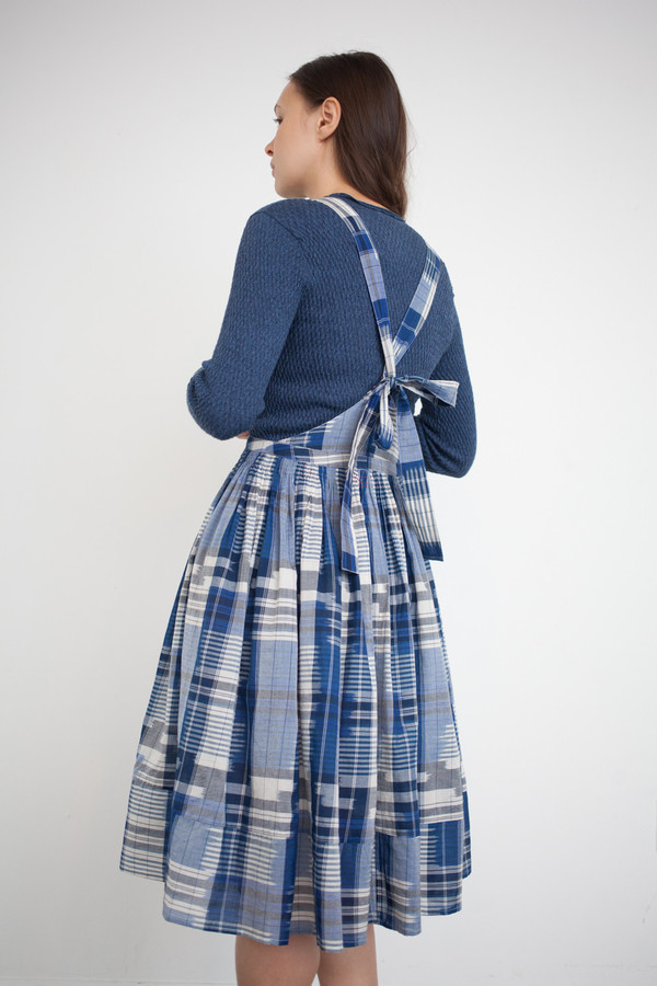 blue check pinafore dress Blue Check Ring Detail Pinafore Dress