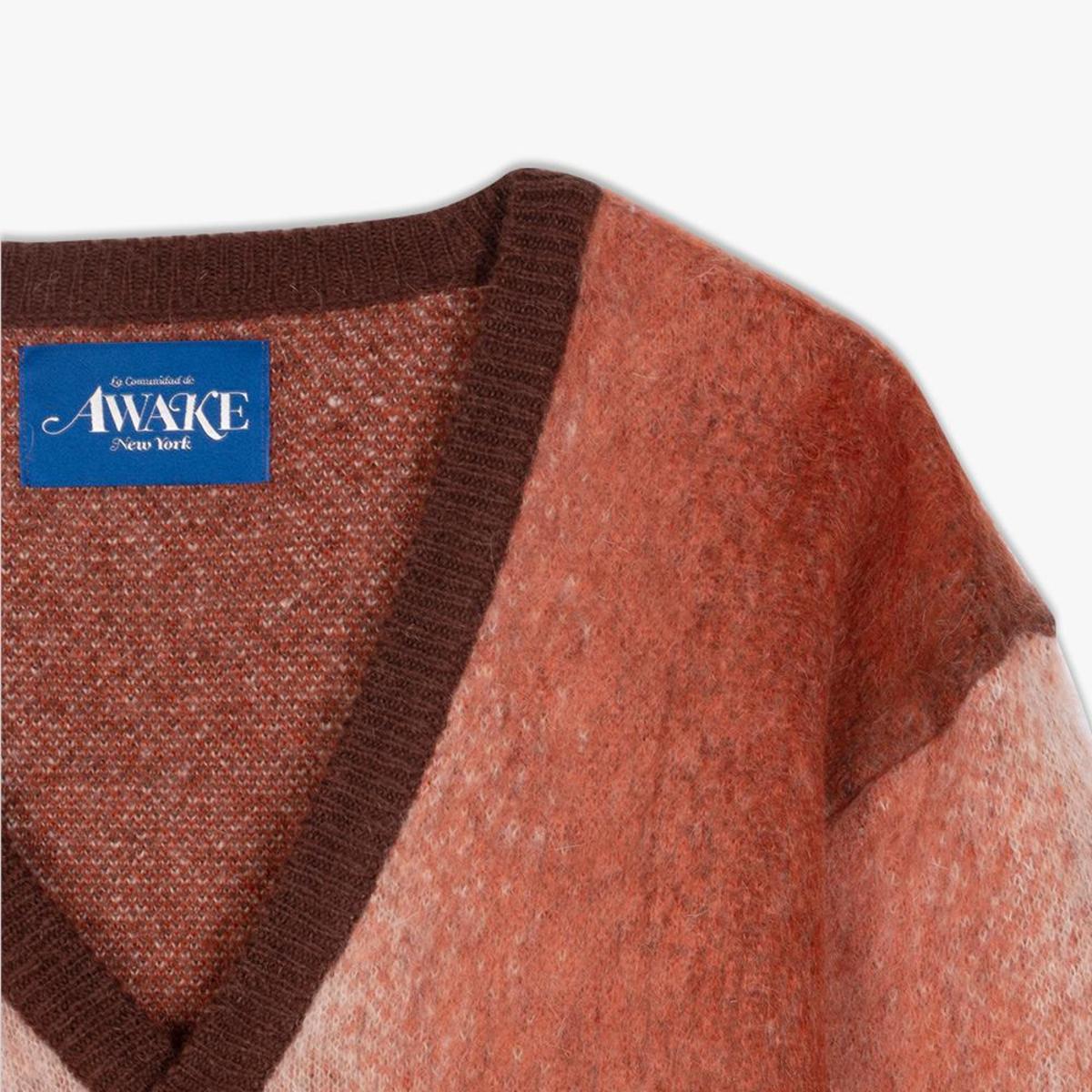 Awake NY Mohair Ombre Stripe Cardigan - Orange | Garmentory