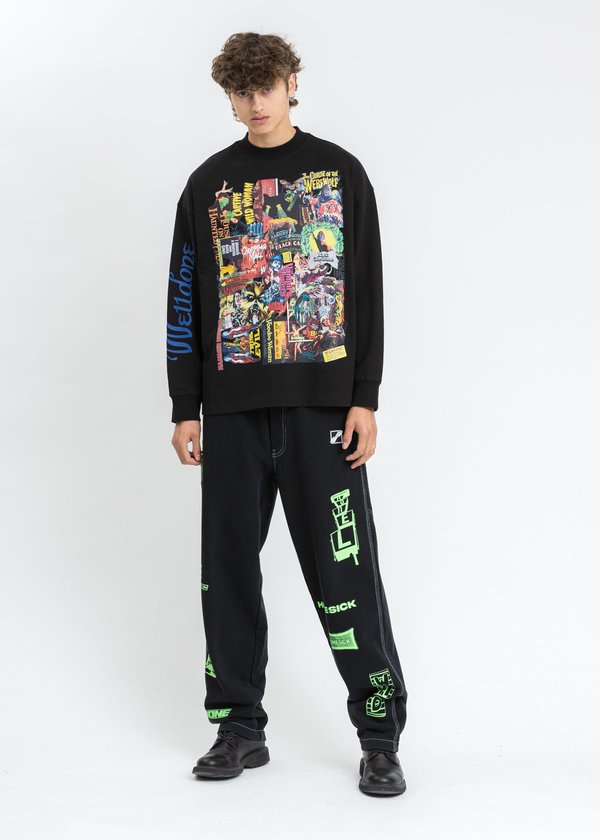 We11done Black Horror Collage ロンT we11done Horror Collage Long Sleeves top - black | Garmentory