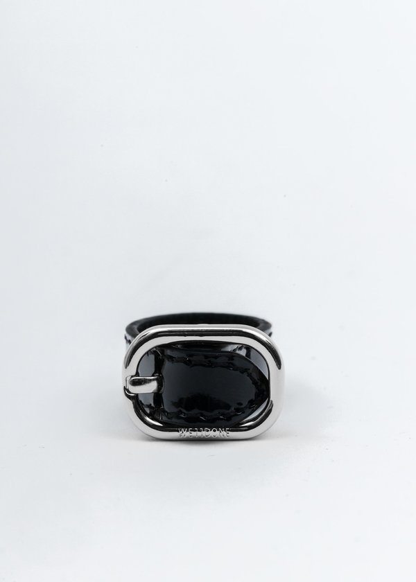 we11done Patent Mini Logo Buckle Ring - Silver we11done Patent Mini Logo Buckle Ring - Silver