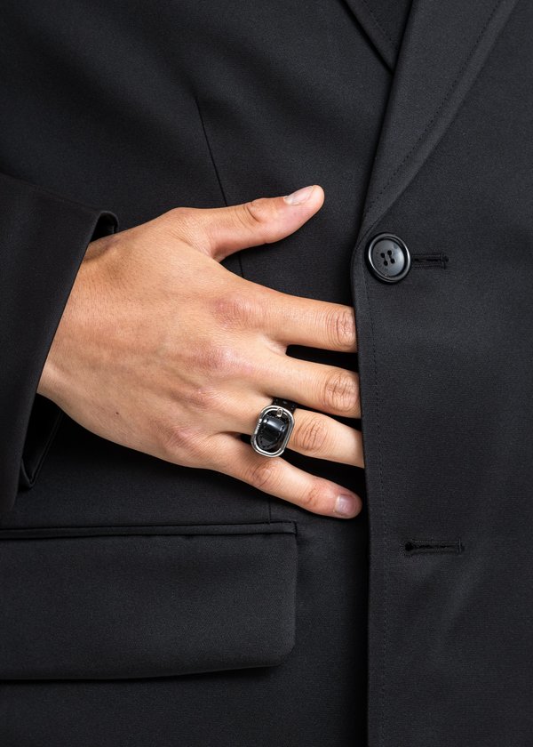 we11done Patent Mini Logo Buckle Ring - Silver we11done Patent Mini Logo Buckle Ring - Silver