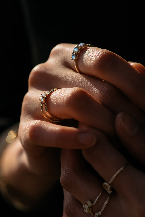 Jennie Kwon Designs Rose Cut Sapphire Equilibrium Cuff Ring