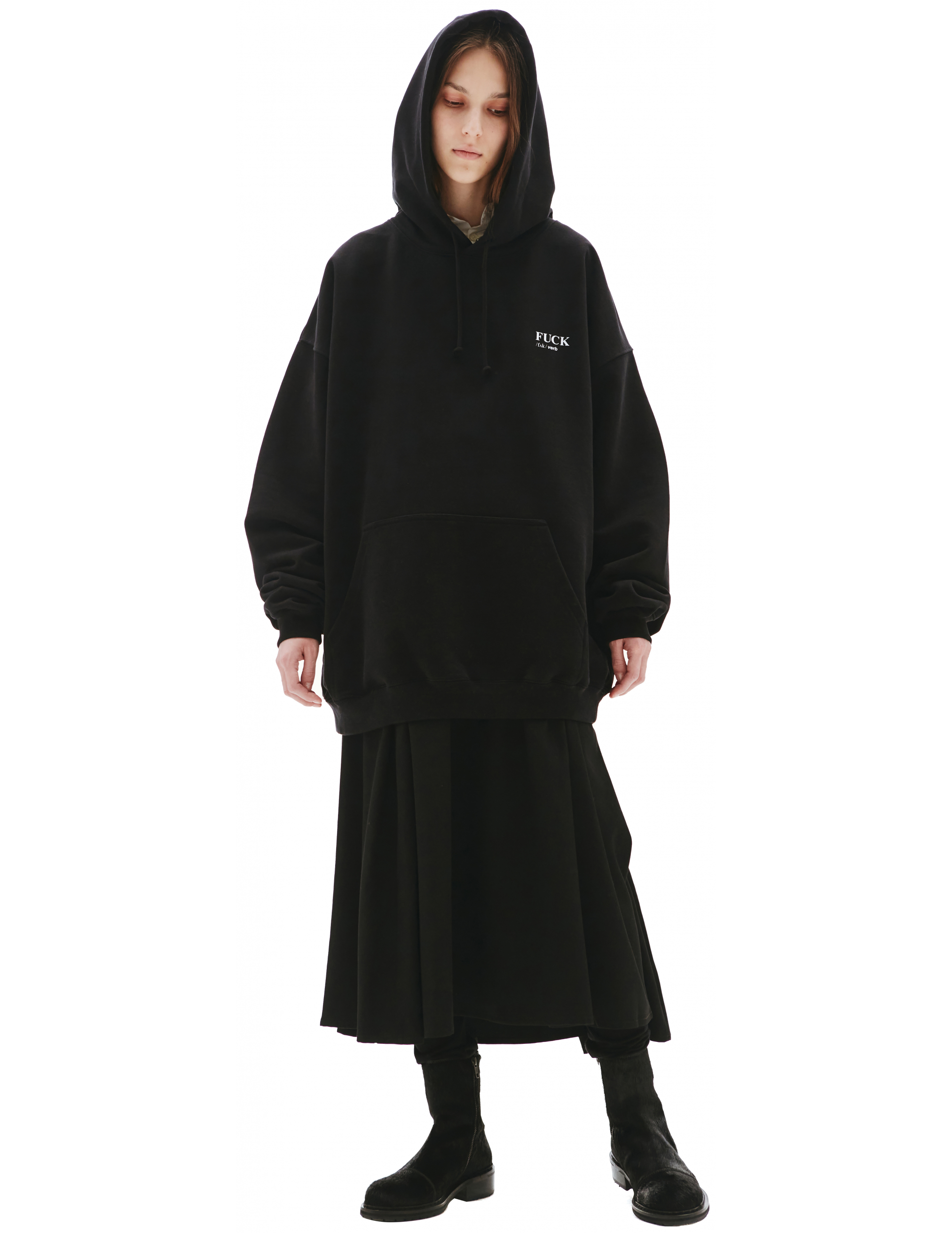 VETEMENTS Black Hoodie Fuck Verb Printed | Garmentory