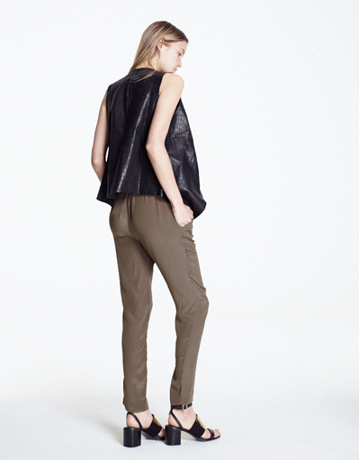 KAHLO BLACK LIZARD/CROC EMBOSSED LEATHER ZIP VEST KAHLO BLACK LIZARD/CROC EMBOSSED LEATHER ZIP VEST